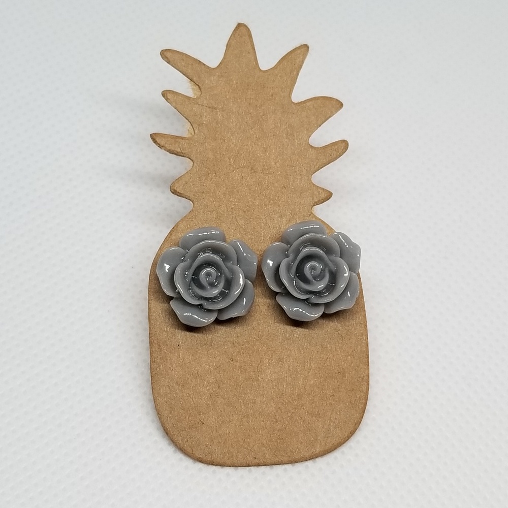 Cabochon Rose Post Earrings